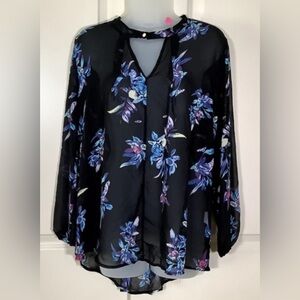 Floral Black and Blue Women's Top